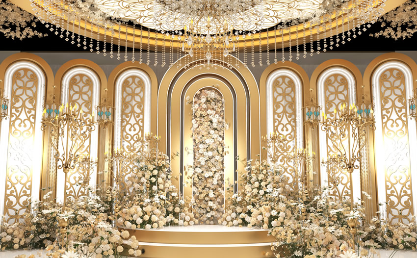 塔什库尔干香槟色调婚礼堂效果展示